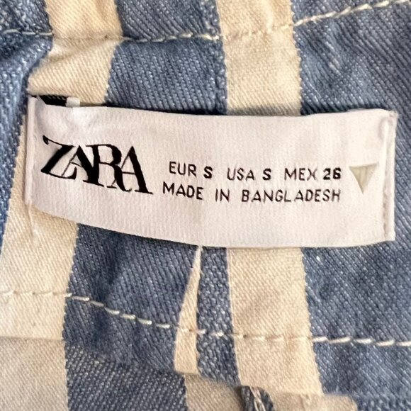 NEW ZARA Cotton Denim Relaxed Fit Striped Romper - Size S (Oversized) - Picture 12 of 14